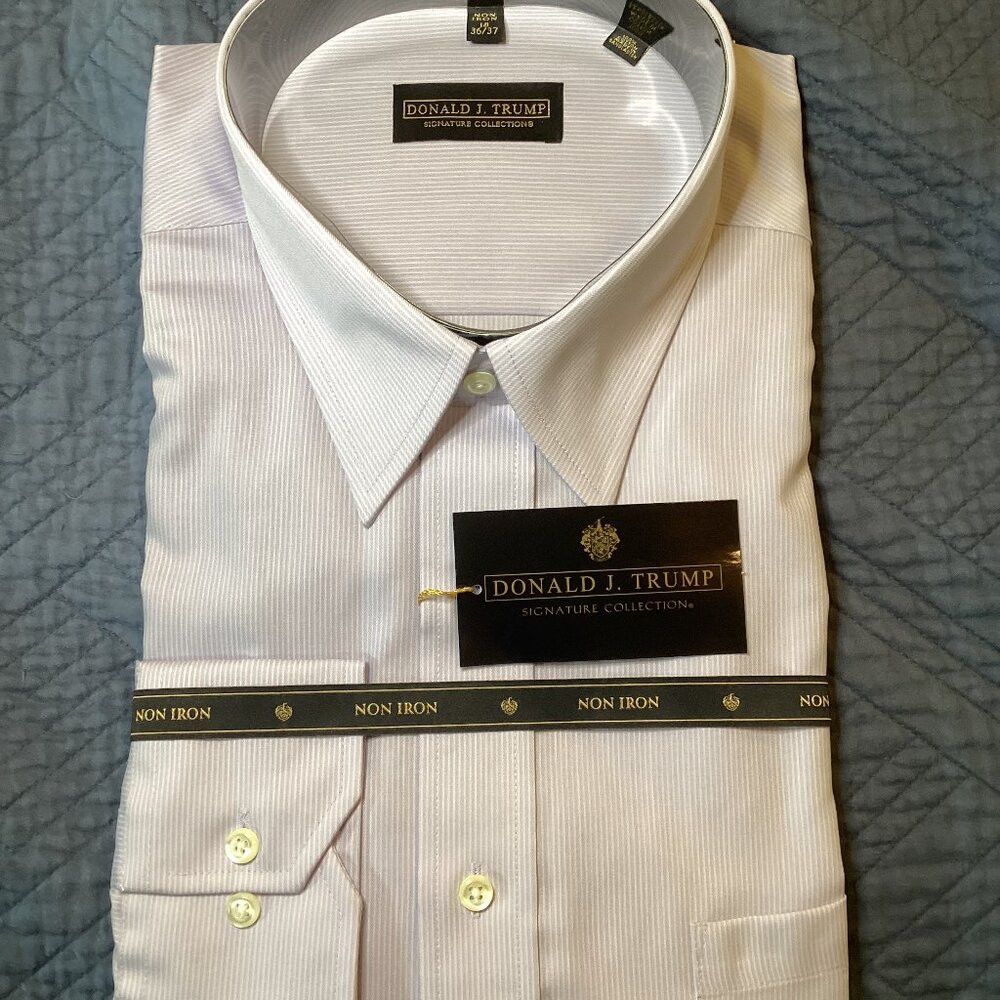 Donald J Trump Signature Collection 18 36/37 100% Non-Iron Cotton Dress Shirt